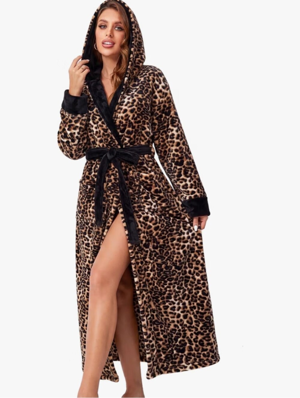 Women's Plush Hooded Robe Bathrobe-Fast Warmth for Home